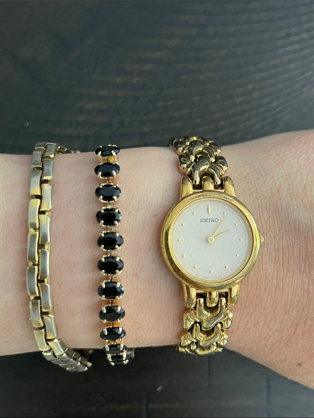 (Whole set) Seiko Women's Gold Tone Link Bracelet Watch with Ivory Dial